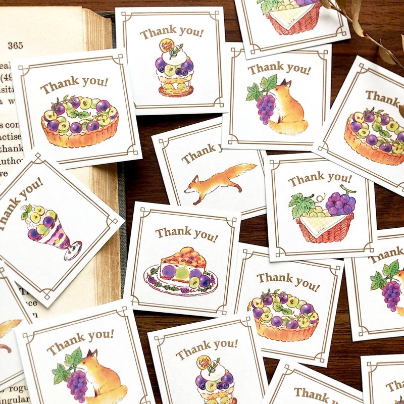 Thank you seal Grape and Fox 35 pieces of grape and fox stickers - สติกเกอร์ - กระดาษ สีม่วง