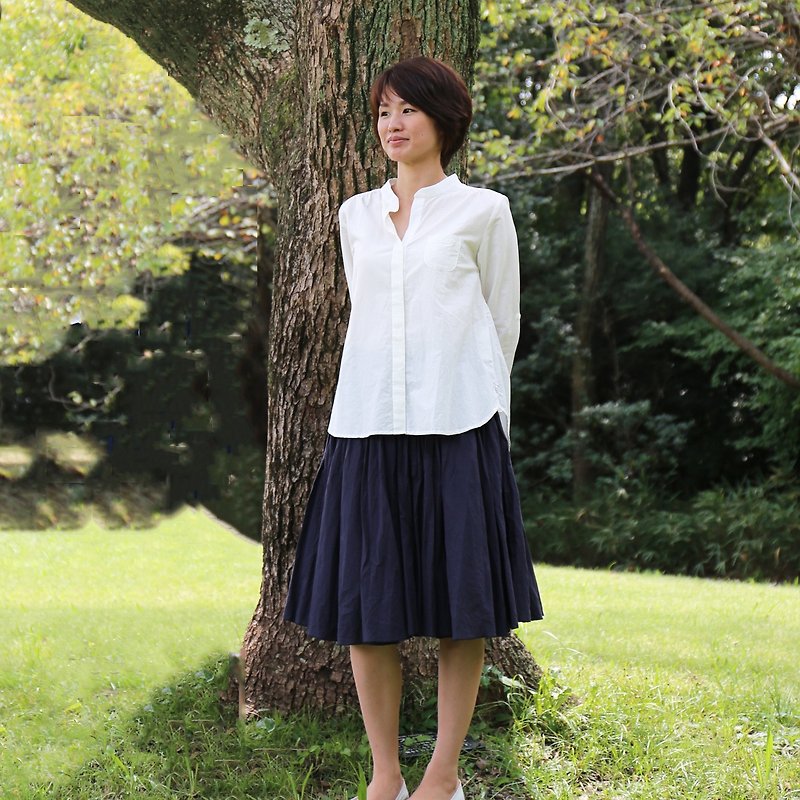 Cotton linen blouse - เสื้อเชิ้ตผู้หญิง - ผ้าฝ้าย/ผ้าลินิน ขาว