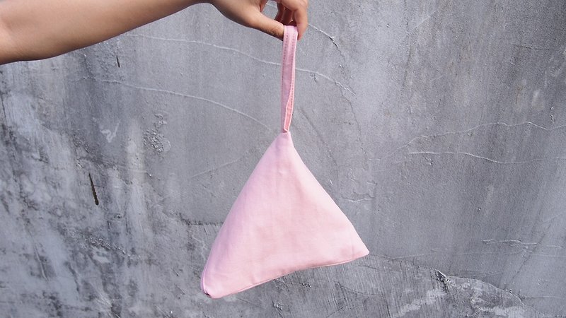 粉紅 水玉 點點 簡約 三角 化妝包/錢包 (M) - 化妝袋/收納袋 - 棉．麻 粉紅色