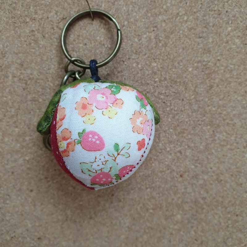 Blossom strawberry shape patchwork keychain - Keychains - Cotton & Hemp Multicolor