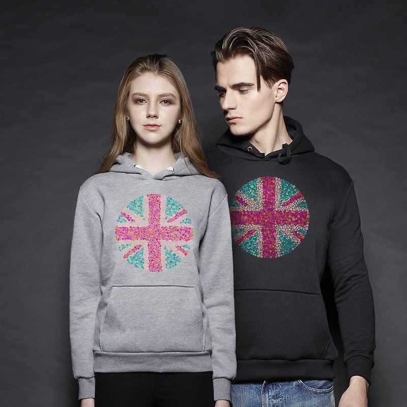 British Fashion Brand [Baker Street] Ishihara  Union Jack  Printed Hoodie - เสื้อฮู้ด - ผ้าฝ้าย/ผ้าลินิน สีเทา