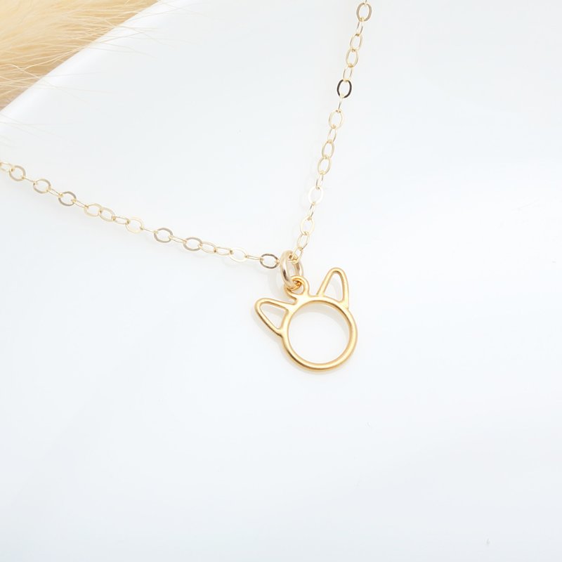 【Angel & Me】Happy Cat Kitten Meow s925 sterling silver 24k gold plated gift - Necklaces - 24K Gold Gold