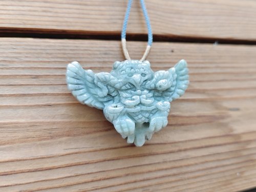 螺絲帽帽工作室 【親翠】天然翡翠 糯種精工帥氣毛流老鷹調整式繩鏈