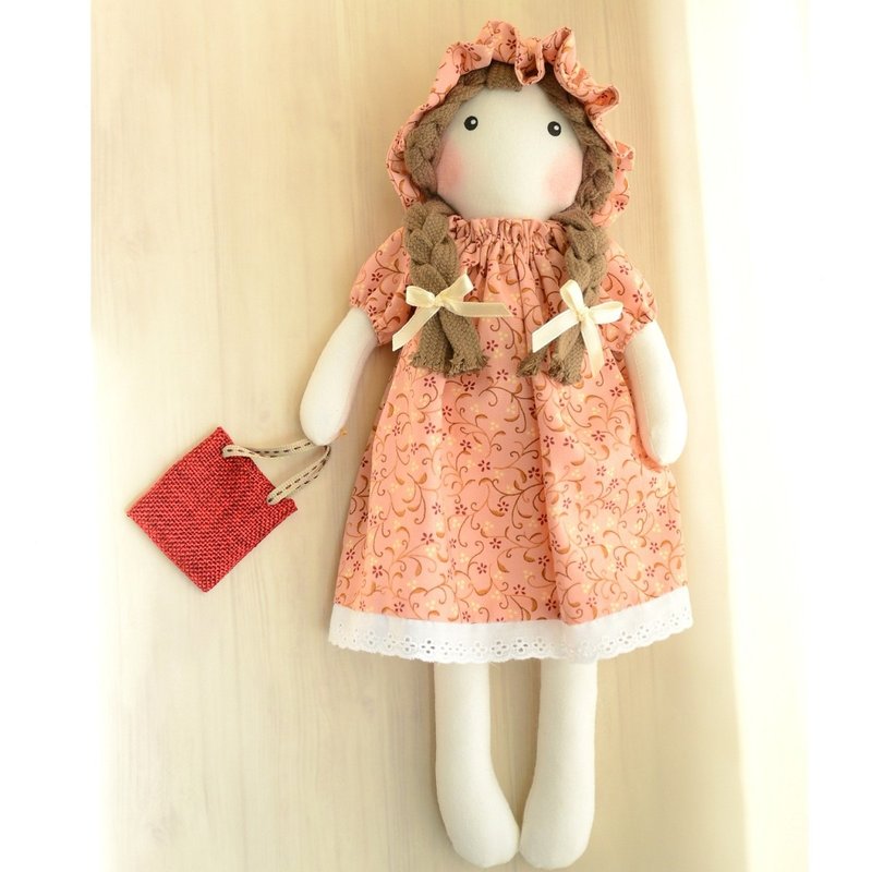 Naturally crazy. Crazy natural handmade dolls, Japanese dolls, country dolls, simple style~Pink Belle - Stuffed Dolls & Figurines - Cotton & Hemp Pink