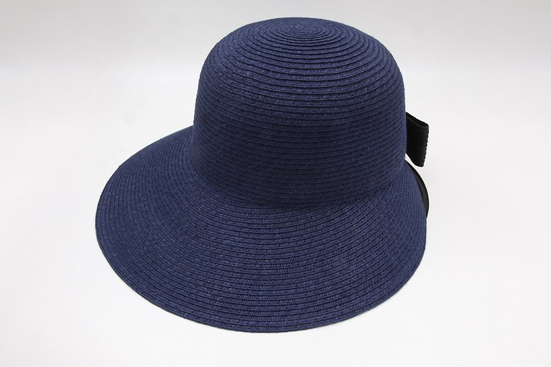 [Paper cloth home] Sun hat (blue) paper thread weaving - หมวก - กระดาษ สีน้ำเงิน