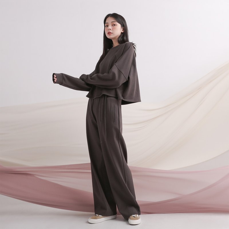 //SUMI x WEARMACAU//Puzhen_璞真羅紋長褲_21AF202_鐵灰 - 女長褲 - 棉．麻 灰色