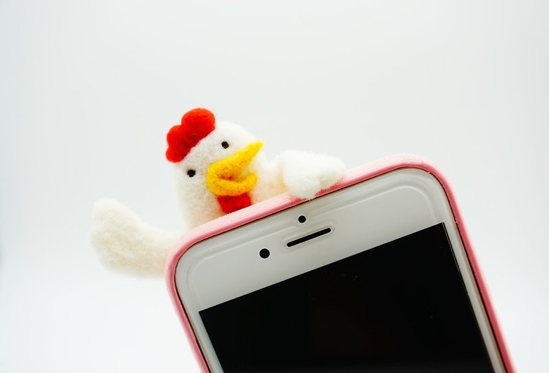 Wool Felted Chicken Phone Case Feltart SAY HELLO White Chicken Phone Cover Xmas - Phone Cases - Wool White