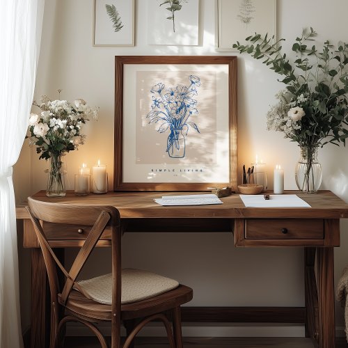 お花ポスター【手描き】 シンプルな暮らし / 花の線画イラストポスター - ショップ Hādostōn