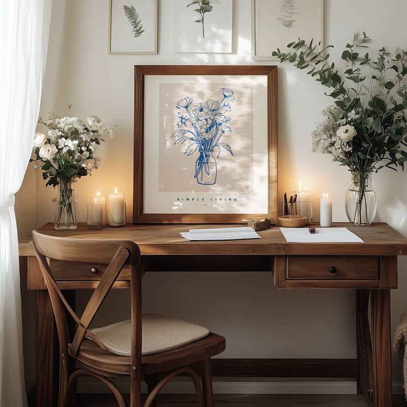 シンプルな暮らし / 花の線画イラストポスター - ポスター・絵 - 紙 