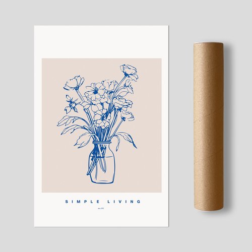 お花ポスター【手描き】 シンプルな暮らし / 花の線画イラストポスター - ショップ Hādostōn