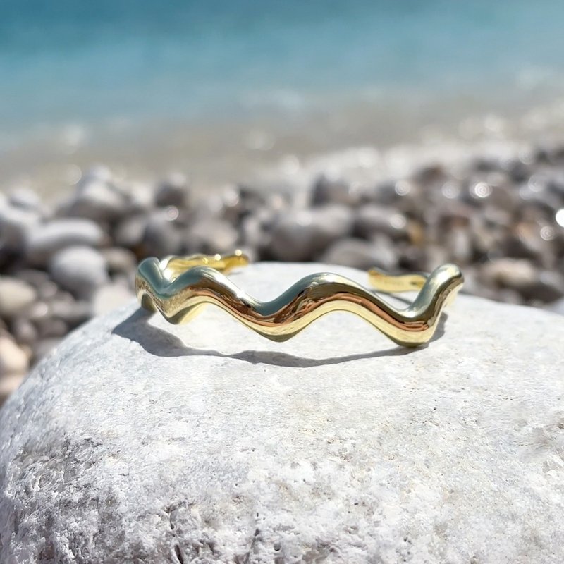Jasmine Wavy Cuff Bracelet – Gold Vermeil - 手鍊/手環 - 純銀 金色