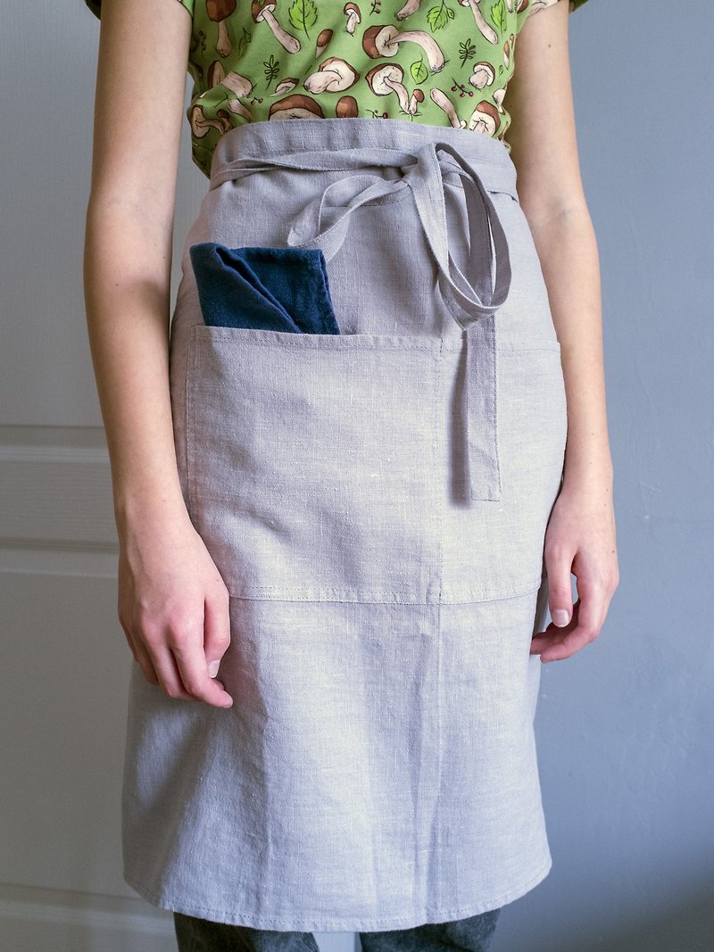 亞麻 Garcon 圍裙 自然色 79 x 60cm - 圍裙 - 亞麻 灰色