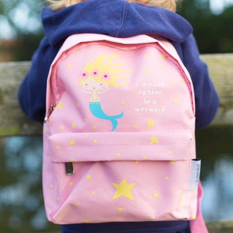 Netherlands a Little Lovely Company - Mermaid young mini backpack - กระเป๋าสะพาย - เส้นใยสังเคราะห์ สึชมพู