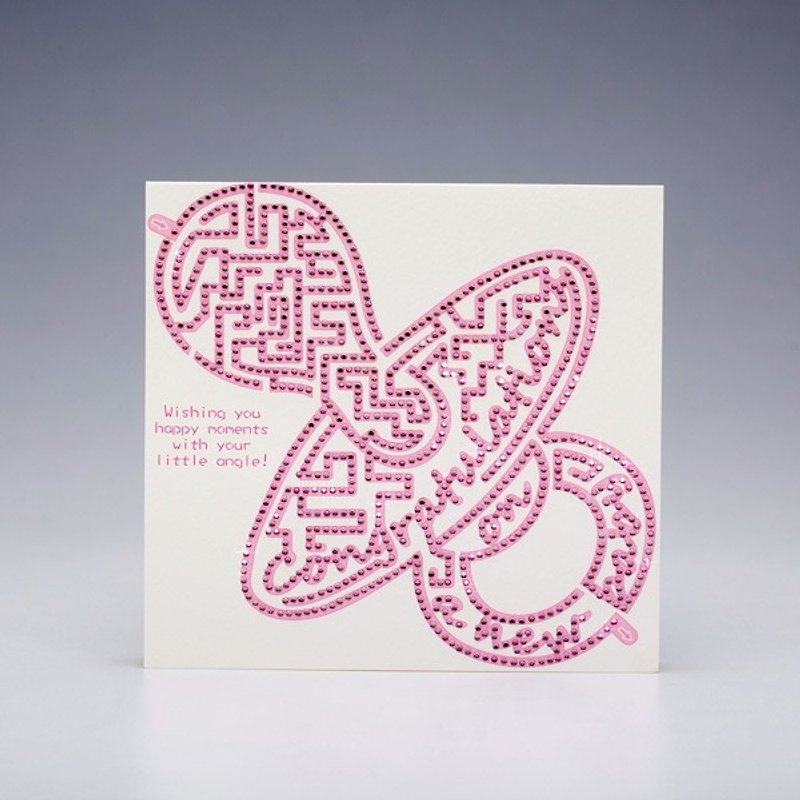 【GFSD】水鑽精品-手工彌月祝福卡-迷宮 - 卡片/明信片 - 紙 粉紅色