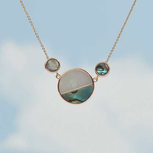 SOIRÉE BY N.Y. 蒔華芮設計師輕珠寶 雙彩三圓項鍊 (共兩色) 鮑魚貝 珍珠母貝