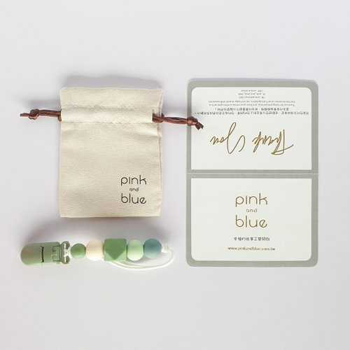 pink and blue 客製化 17公分 6顆珠珠 奶嘴鏈