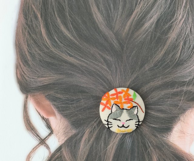 桜満開 ブルー 猫ちゃんヘアゴム 桜満開 ブルー 猫ちゃんヘアゴム