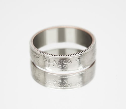 CoinsRingsUkraine USA Coin Ring 25 cents 2008 Alaska coin rings for men coin rings for women