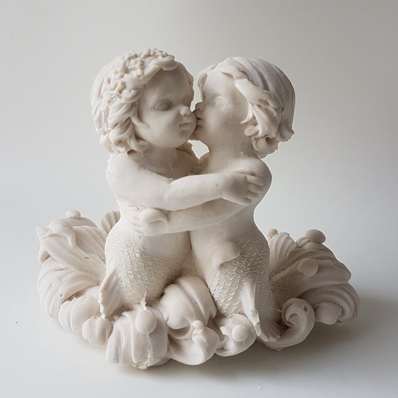 Cute Mermaid couple - Aroma stone, Desk decor - Fragrances - Other Materials Gray
