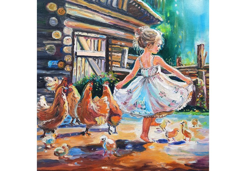 原創畫 The Girl in a country  Painting  Original Art  Oil Painting  Oil On Canvas - 壁貼/牆壁裝飾 - 其他材質 橘色