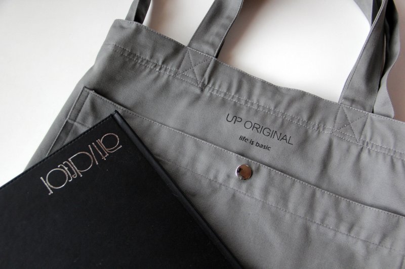Grey two-way tote bag 兩用托特包（灰色） - 側背包/斜背包 - 棉．麻 灰色