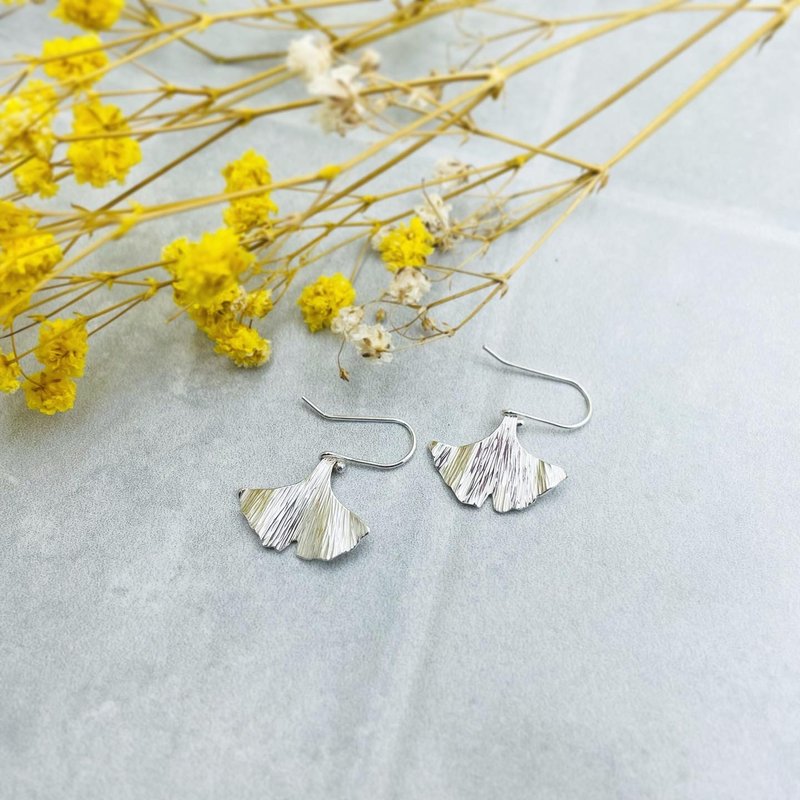 Planting flower series ginkgo sterling silver earrings - Earrings & Clip-ons - Sterling Silver Silver