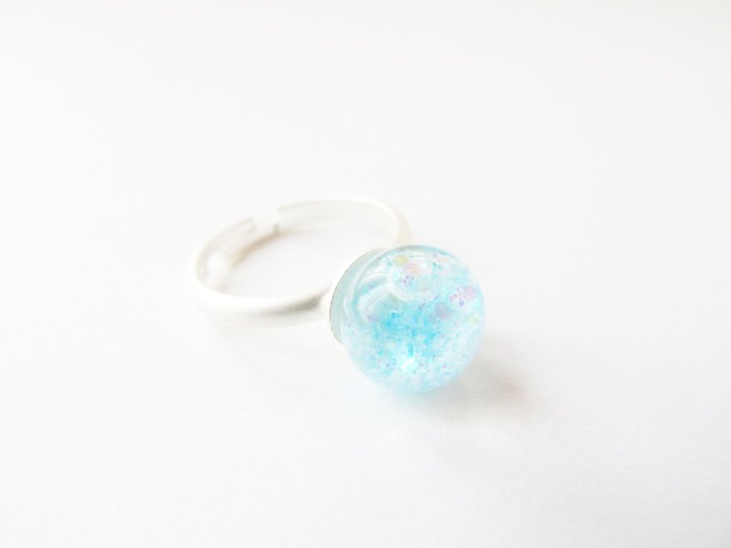 ＊Rosy Garden＊嬰兒藍色亮片流動水晶玻璃球戒指 - 戒指 - 玻璃 藍色