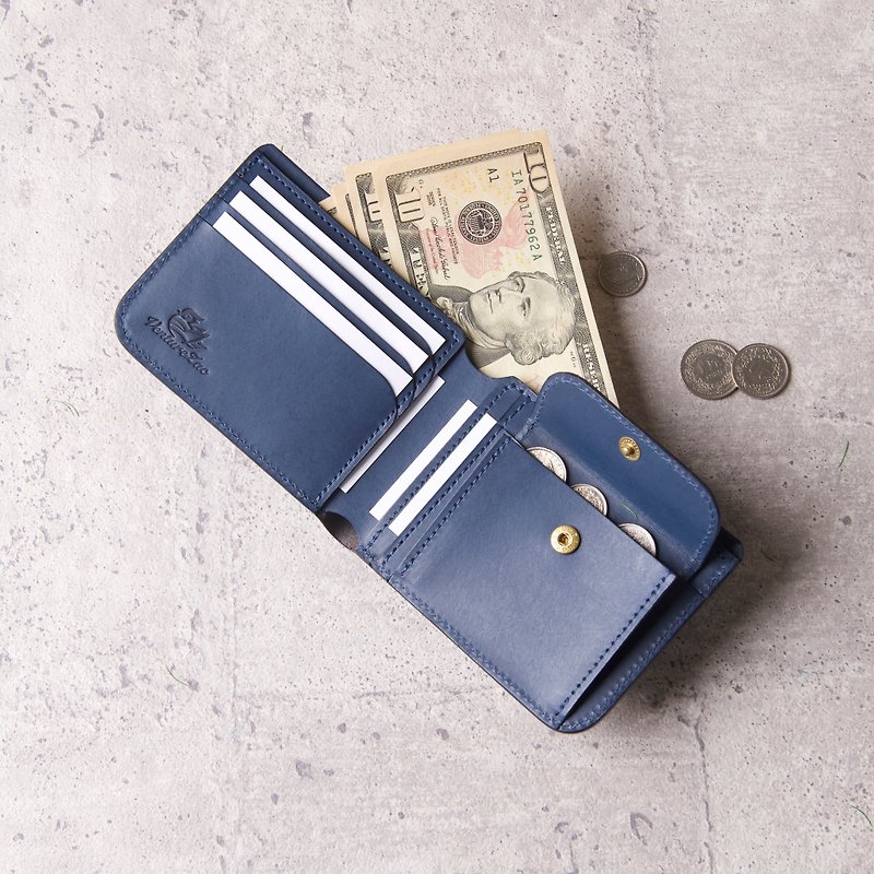 EW Coin Wallet / Gray Blue - กระเป๋าสตางค์ - หนังแท้ 