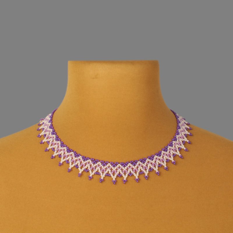 Purple and white bead collar necklace - 項鍊 - 玻璃 紫色