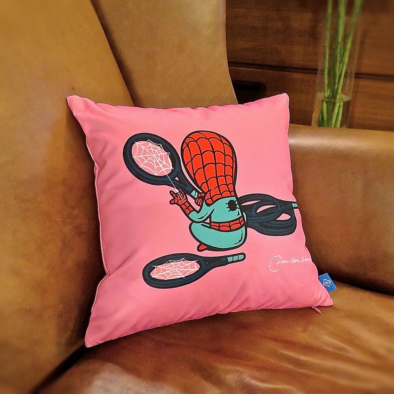 Flying Mouse Spider Web Hero Cushion/Pillow/Cushion/Pillow with cotton core Good luck gift - Pillows & Cushions - Polyester Pink
