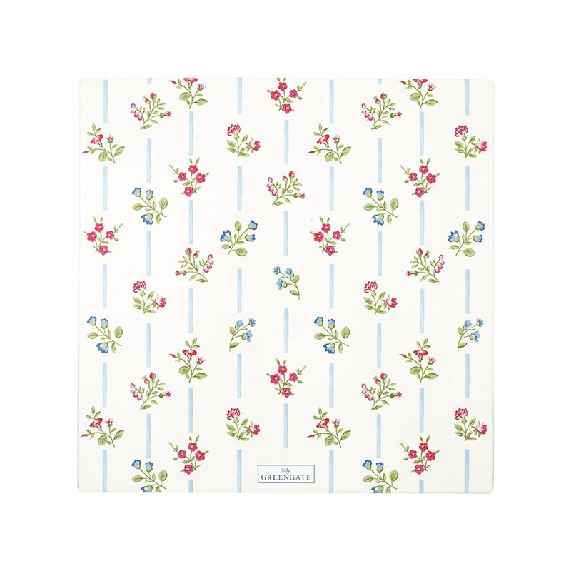 丹麥GreenGate Hannah white 方形陶瓷鍋墊 - 廚具 - 瓷 白色