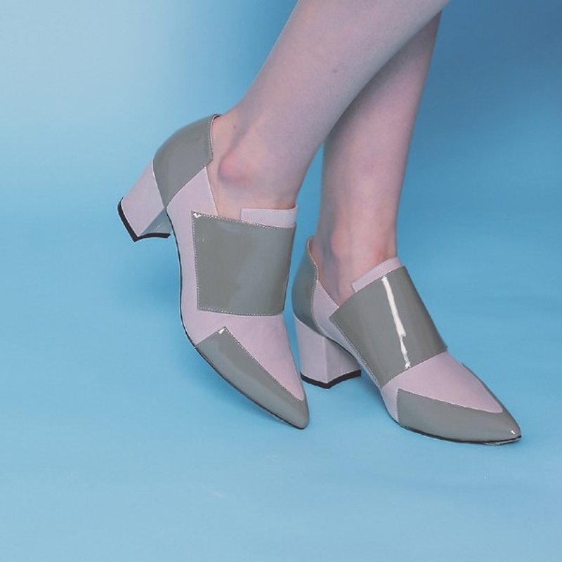 Structuralism devil sticky design rough high heels gray - รองเท้าหนังผู้หญิง - หนังแท้ สีเทา