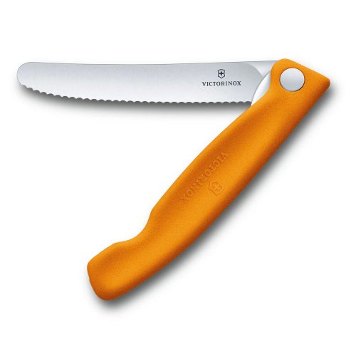 城市視角 VICTORINOX 瑞士維氏 折疊式番茄刀(鋸齒11cm) 橘 6.7836.F9B
