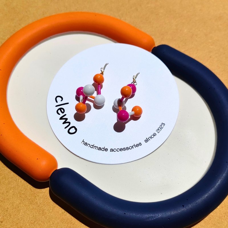 Zigzag tama – Fuchsia / Orange, Earrings / Clip-on Earrings - Earrings & Clip-ons - Other Materials Orange