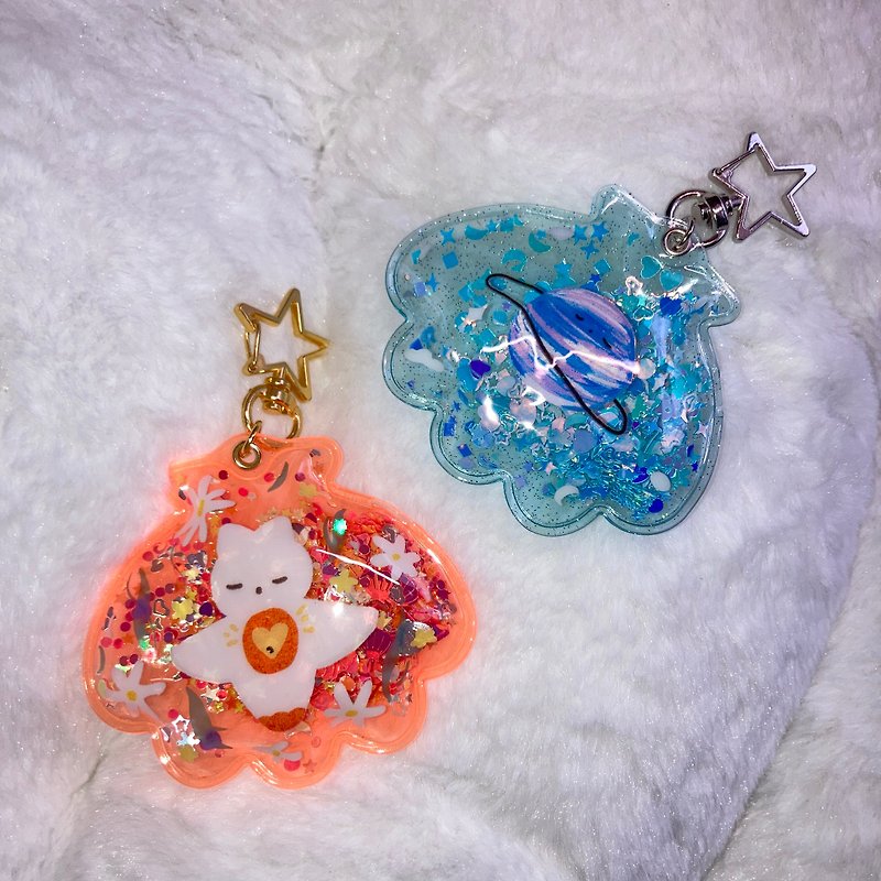 Two types of shiny inflatable shell charm丨Lili button - Keychains - Rubber Orange