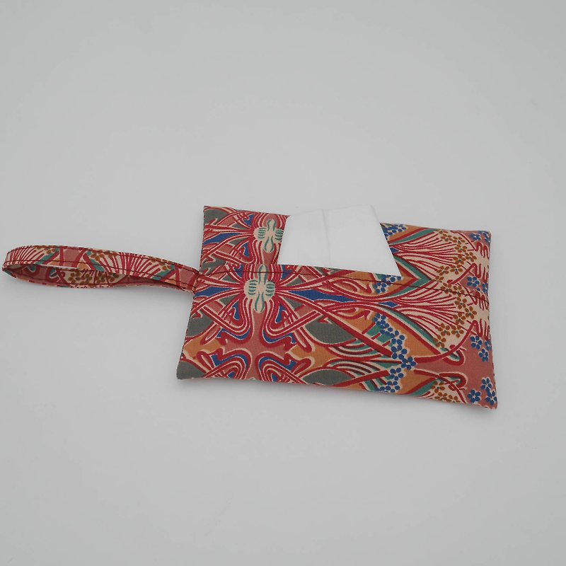 Deep pink totem pocket paper cover - กล่องทิชชู่ - ผ้าฝ้าย/ผ้าลินิน สึชมพู