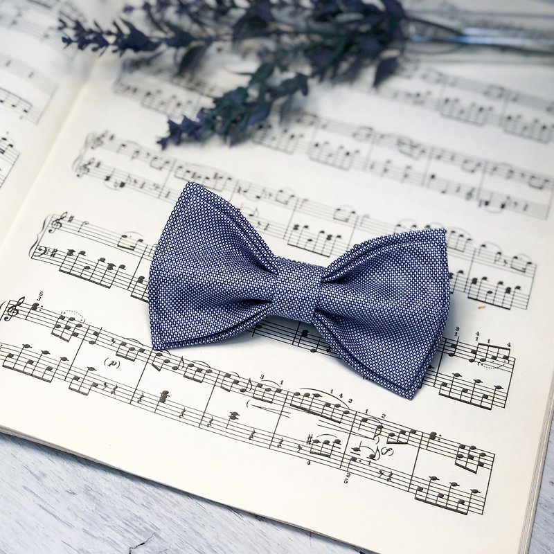 Sky Blue Bow Tie - Step Dad Gift - Boys Neck Tie - Men's Wedding Attire - 煲呔 - 棉．麻 灰色