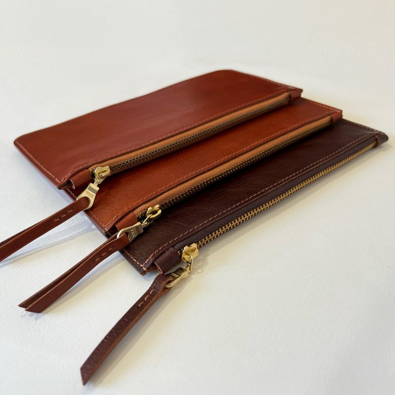 CARRY 皮革收納袋 / 皮革筆袋 / 皮革手拿包 - 新品 - 化妝包/收納袋 - 真皮 橘色