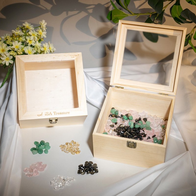 五行碎石淨化盒 | 東陵玉 | 粉晶 | 鈦晶 | 白水晶 | 黑曜石 - 擺飾/家飾品 - 水晶 多色