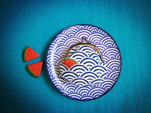 Summer wave watermelon small mouth gold bag (with charm)