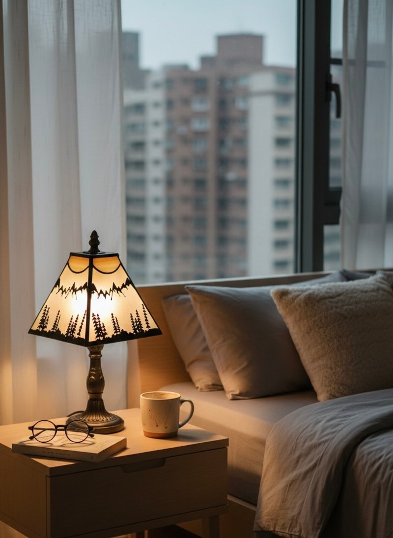 山林秘境微光 | 手工復古鑲嵌玻璃桌燈 - 燈具/燈飾 - 玻璃 銀色