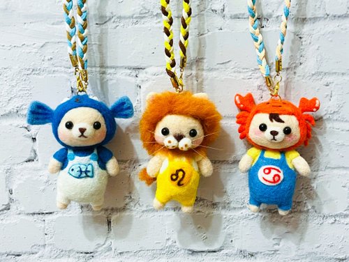 オーダ品　羊毛フェルト キーホルダーセット 羊毛フェルトオーダーわんちゃん2匹セットネーム入り