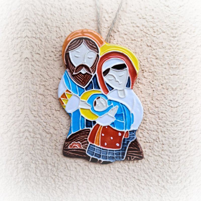 Holy Family christmas ornament,Holy Family image,holy family icone,outdoor indoo - 壁貼/牆壁裝飾 - 陶 多色