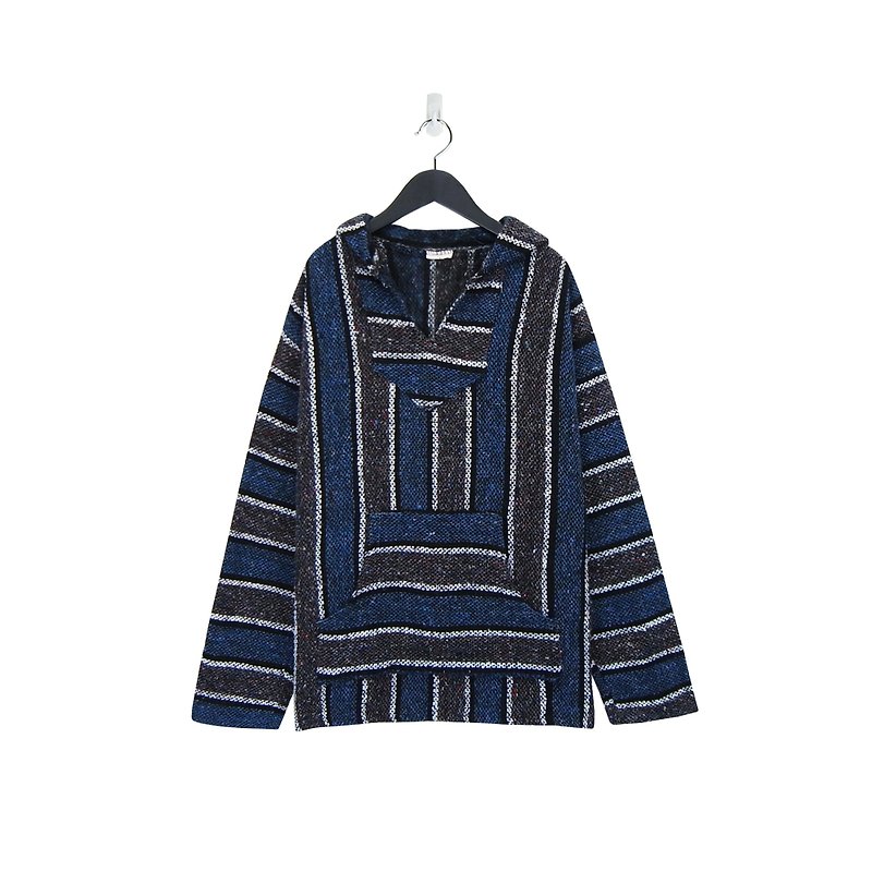 A‧PRANK: DOLLY :: Vintage VINTAGE Mexican woven cap T (dark gray and blue stripes) (T801022) - Unisex Hoodies & T-Shirts - Cotton & Hemp Blue