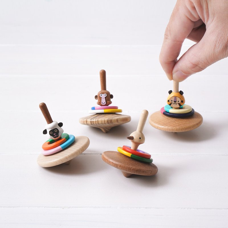 【Tiger/Monkey/Ostrich/Swaledale Sheep】Spinning Top - Balancing | Wooderful life - Board Games & Toys - Wood Multicolor