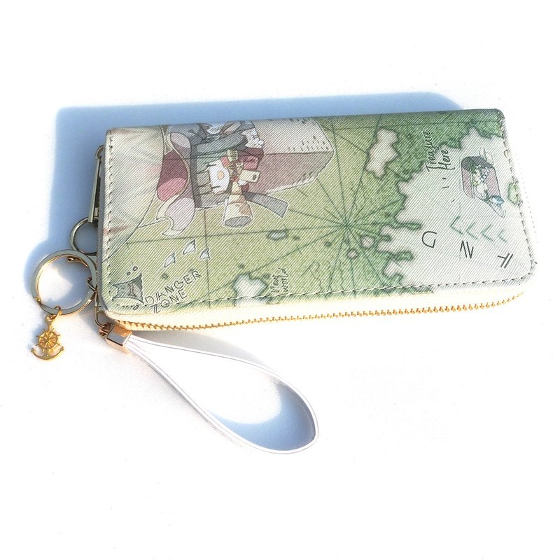 Women's Long Clip-Fantasy Map - Wallets - Faux Leather Green