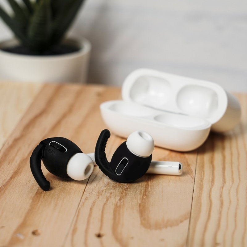 AirPods Pro Earhook Sports Anti-Drop Headphone Cover - Enhanced Friction (Three Sets) - แกดเจ็ต - ซิลิคอน สีดำ