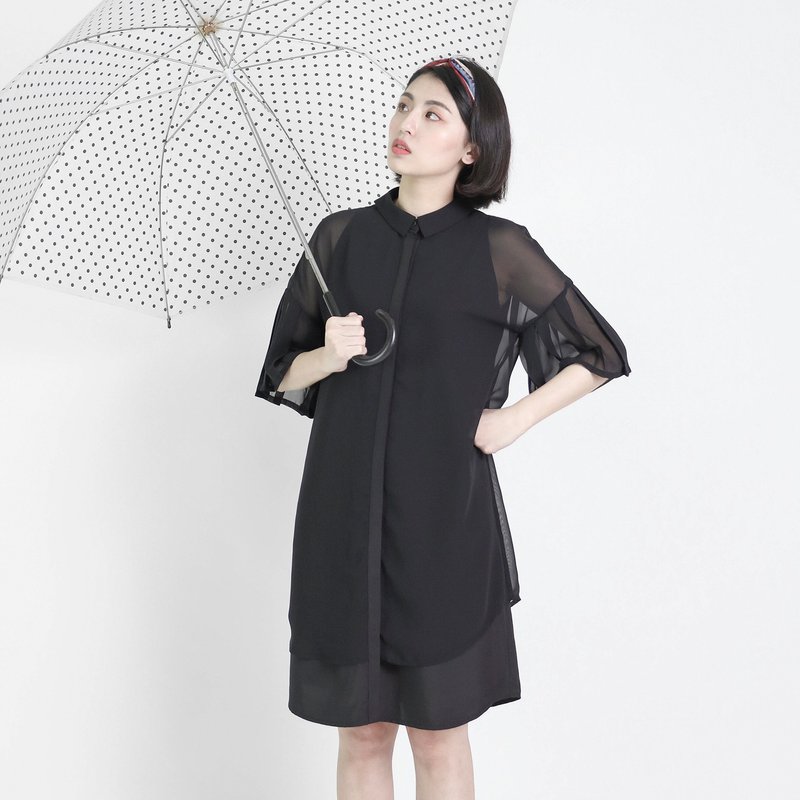 Heartbeat 怦 异 material dress _8SF103_ black - ชุดเดรส - ผ้าฝ้าย/ผ้าลินิน สีดำ