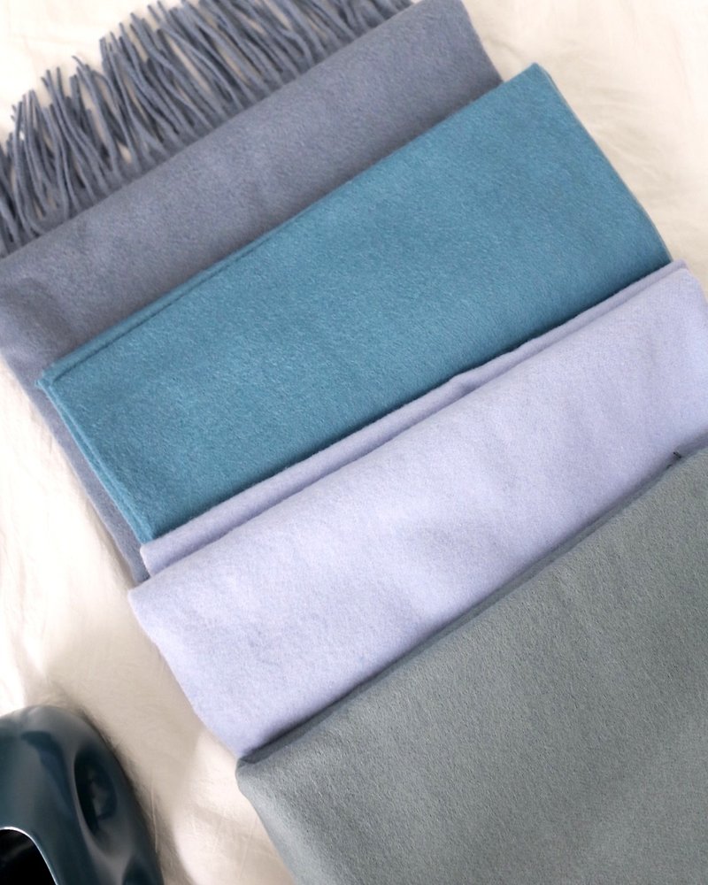 Peacock Teal wool scarf (selection of blue series) available from stock - ผ้าพันคอถัก - ขนแกะ 