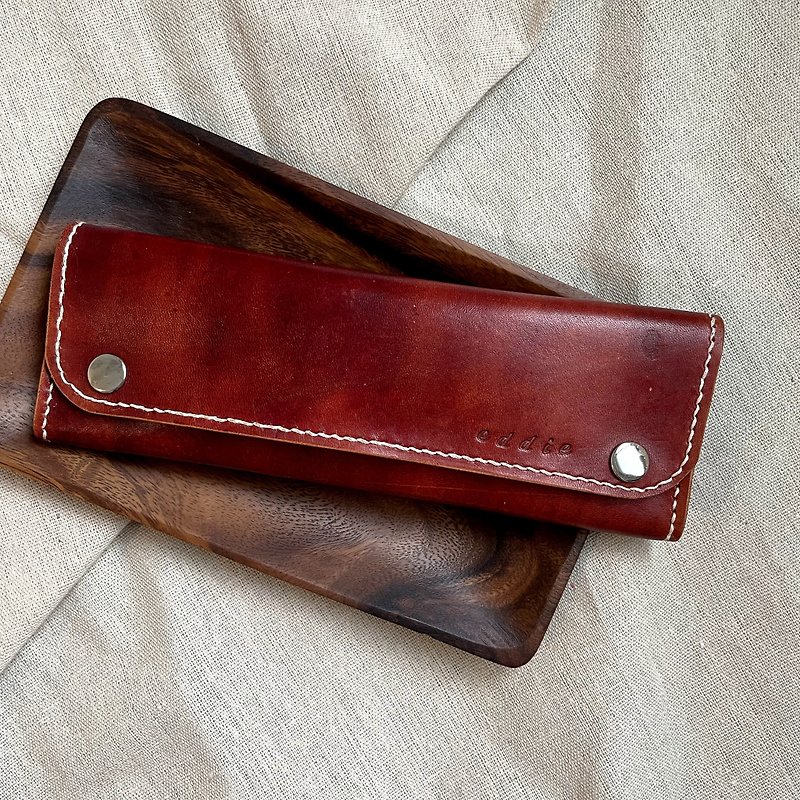 Hand-dyed pencil case/glasses case - Pencil Cases - Genuine Leather Brown